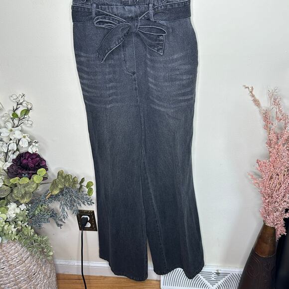 ANTHROPOLOGIE x MARE MARE Alena Ruffled Denim Jumpsuit Gray Black Sz S {H43} - Picture 3 of 7